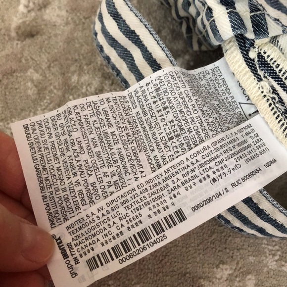 Zara Striped Denim Crop Top In Blue / White - Picture 7 of 7